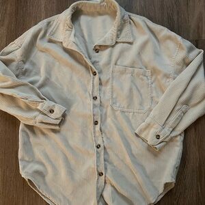 Cream Corduroy Button-Up Shirt
